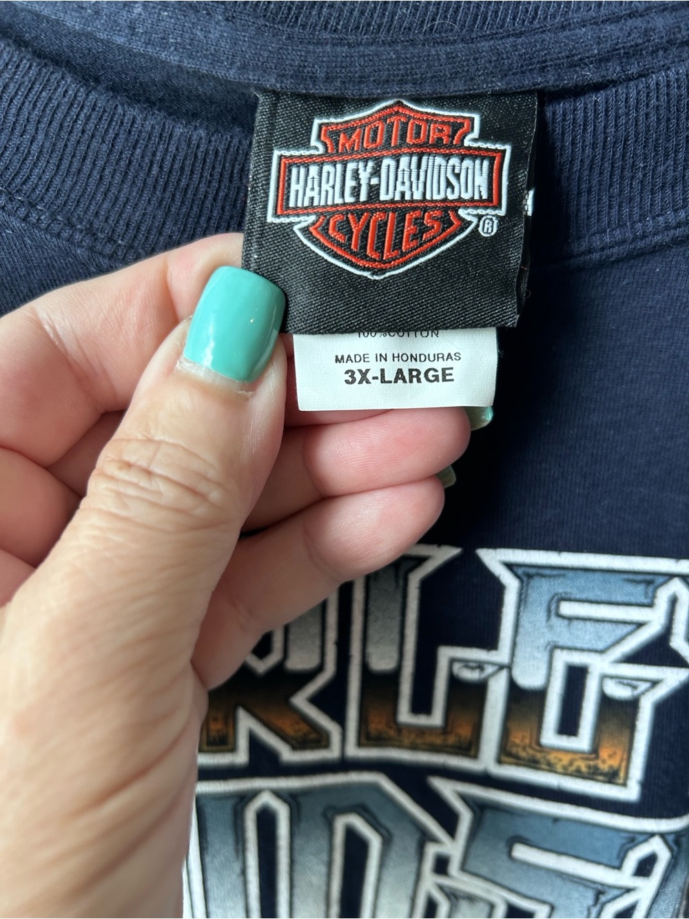 Harley-Davidson Navy Long Sleeve Skull & Logo Graphic Tee - Picture 6 of 8